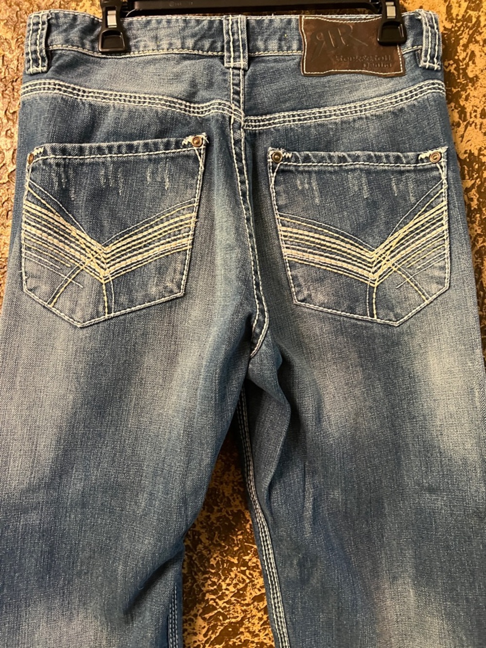 Early 2000 like New rock n roll cowboy denim cannon loose 33/34